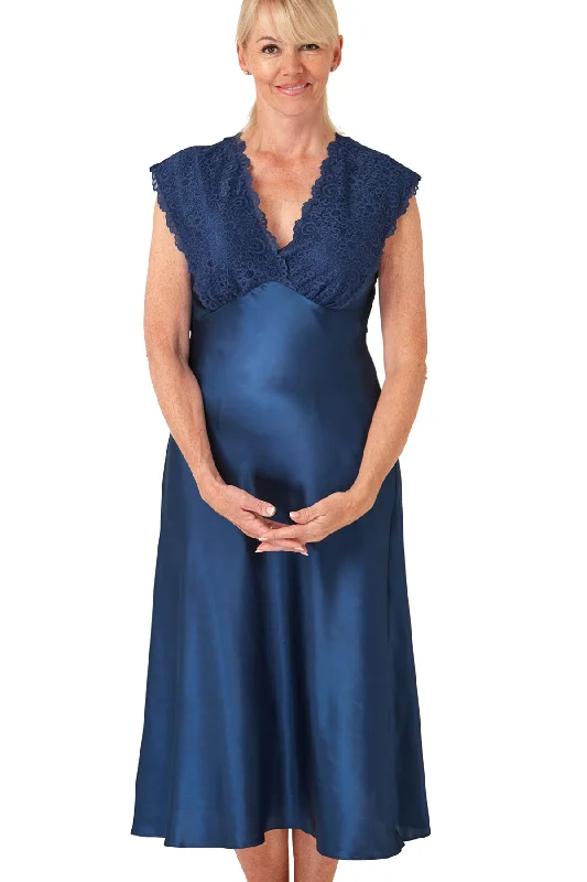 Marcelle  Plain Satin & Lace Nightdress