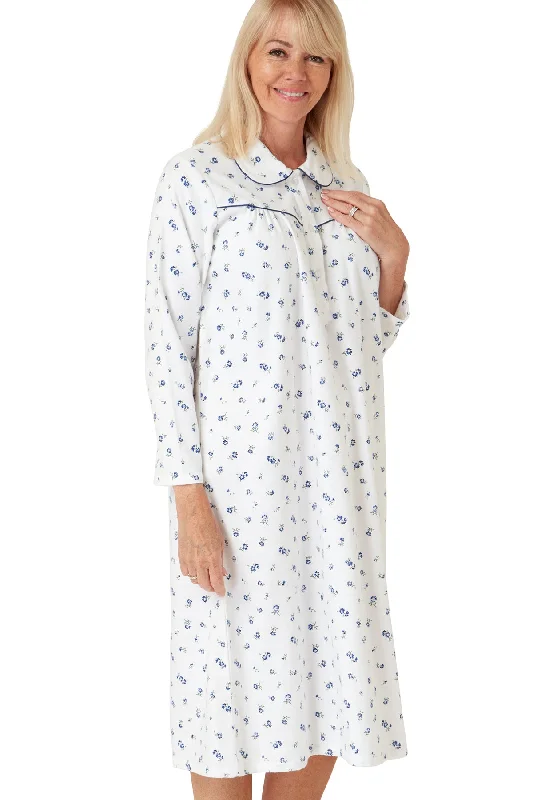 Nina Floral Print Brushed Cotton Peter Pan Collar Nightdress