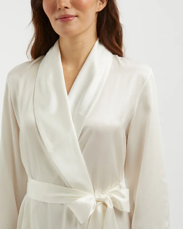 Women's Silk Dressing Gown - Ivory