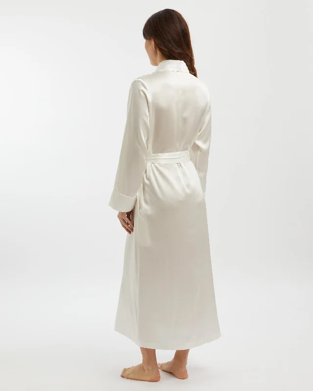 Women's Silk Dressing Gown - Ivory