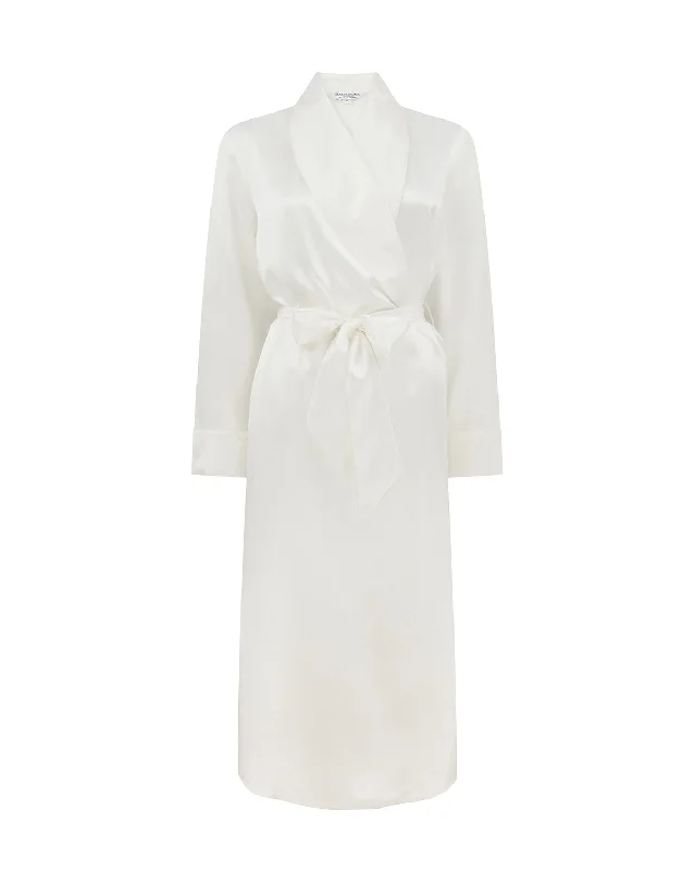 Women's Silk Dressing Gown - Ivory