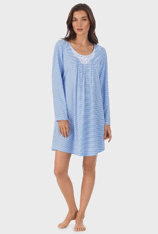 Blue Stripe Cotton Short Nightgown