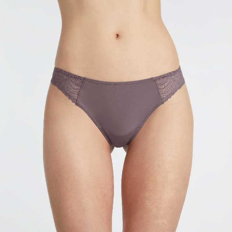 Smooth Lace Thong Peppercorn